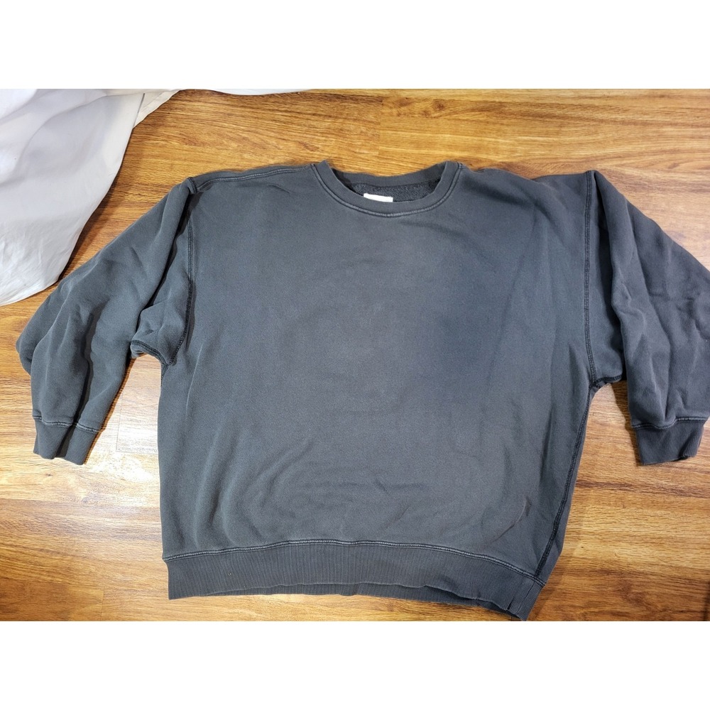 Elwood Oversized Core Crewneck Sweatshirt Womens L Large Dark Gray Faded Relaxed